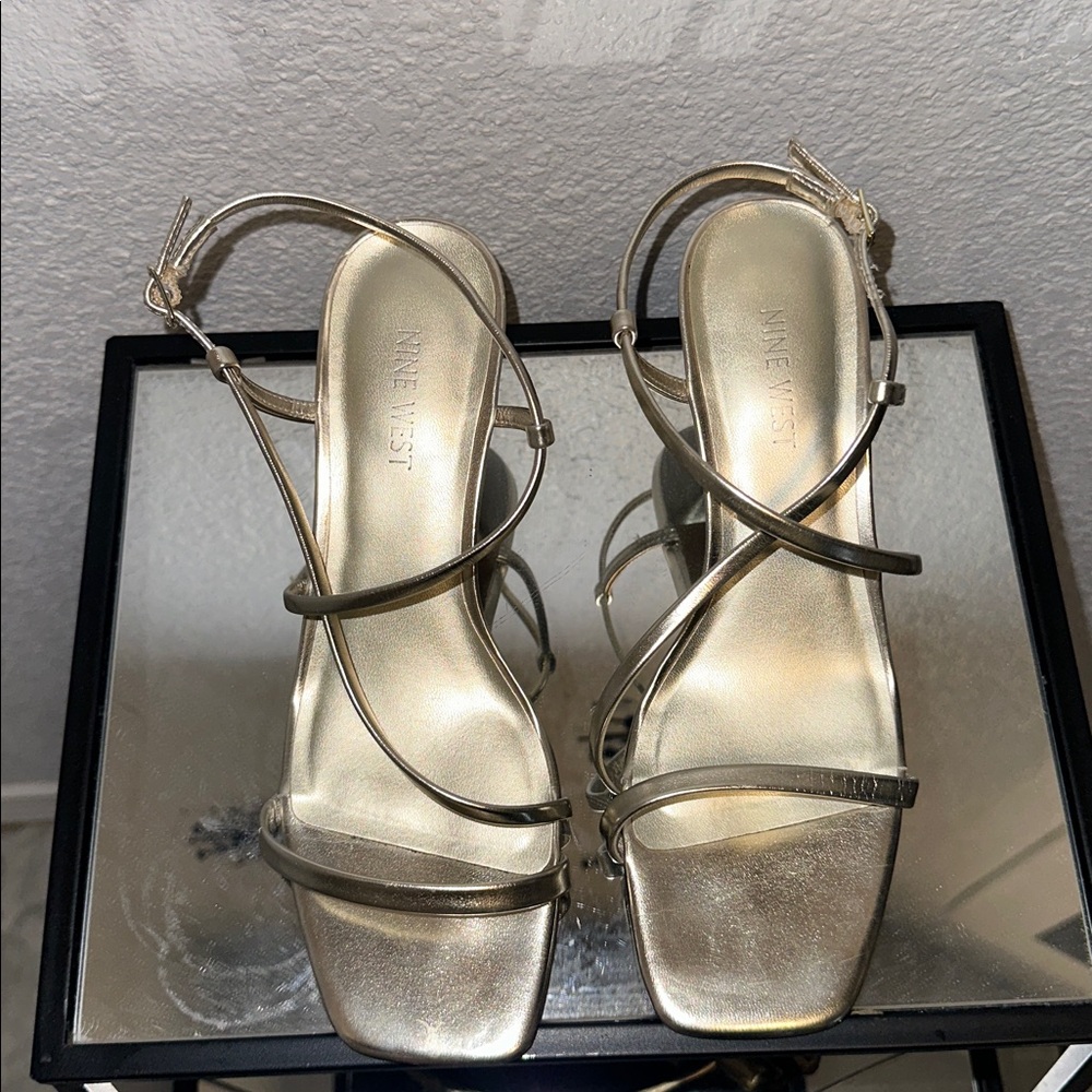 Nine West Metallic Gold Strappy Sandals